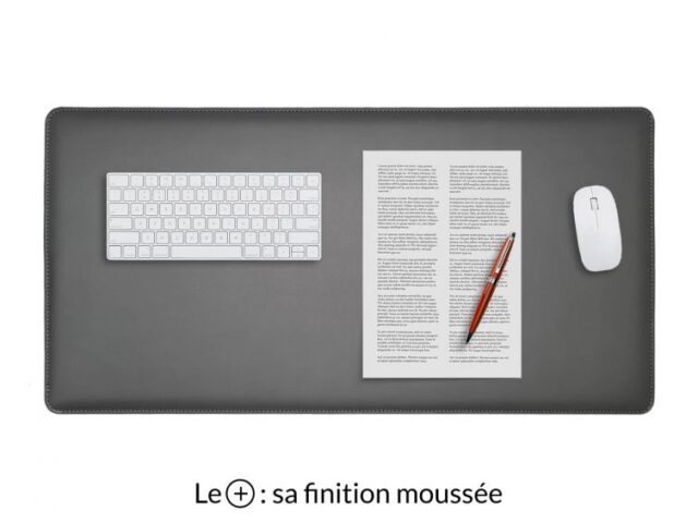 LAVOISIER Maroquinier - Grand sous-main en cuir gris fer “Premium” – 80×40 cm