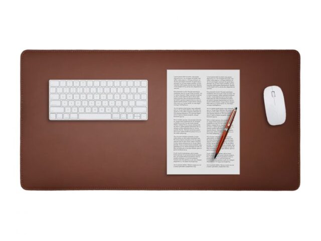 LAVOISIER Maroquinier - Grand sous-main en cuir marron – 80×40 cm