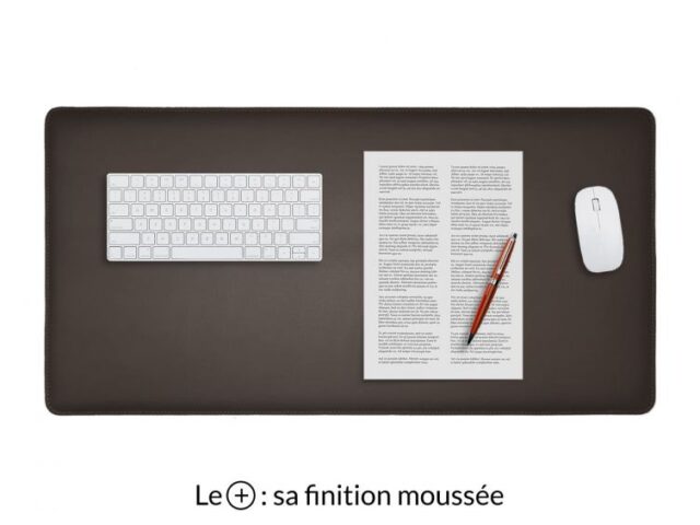 LAVOISIER Maroquinier - Grand sous-main en cuir marron foncé “Premium” – 80×40 cm