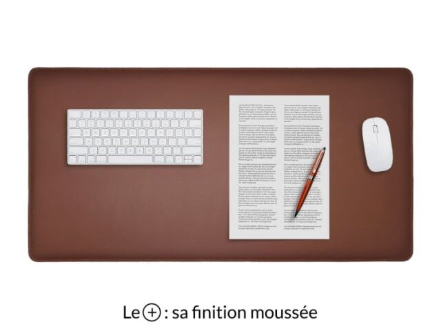 LAVOISIER Maroquinier - Grand sous-main en cuir marron “Premium” – 80×40 cm