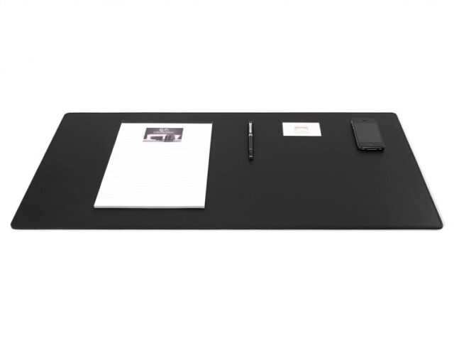 Lavoisier Maroquinier - Grand sous-main en cuir noir - 80x40 cm