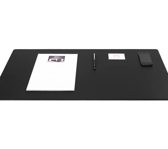 Lavoisier Maroquinier - Grand sous-main en cuir noir - 80x40 cm