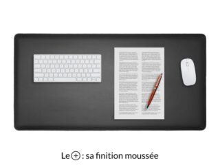 grand sous main en cuir noir premium 80x40 cm