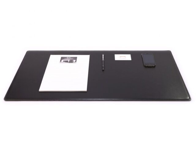 Lavoisier Maroquinier - Grand sous-main en cuir noir "Premium" - 80x40 cm