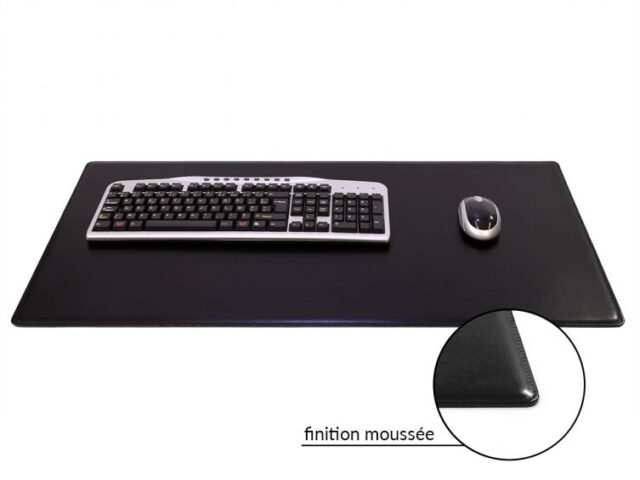 Lavoisier Maroquinier - Grand sous-main en cuir noir "Premium" - 80x40 cm