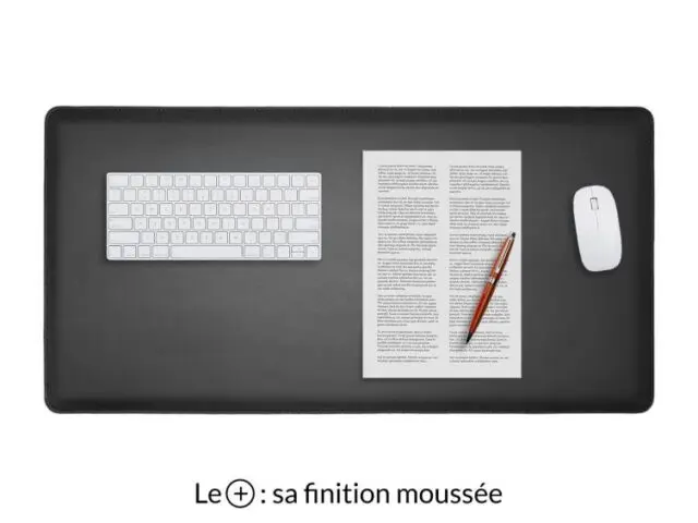 Tapis De Bureau ESCOCO En Cuir Synthétique Ultra-Fin Double Face – 80x40 Cm, Imperméable Et Antidérapant, Blanc/Argent