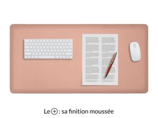 grand sous main en cuir rose premium 80x40 cm