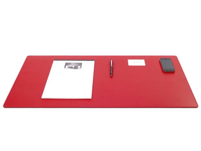 Lavoisier Maroquinier - Grand sous-main en cuir rouge coquelicot - 80x40 cm