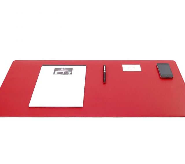 Lavoisier Maroquinier - Grand sous-main en cuir rouge coquelicot - 80x40 cm