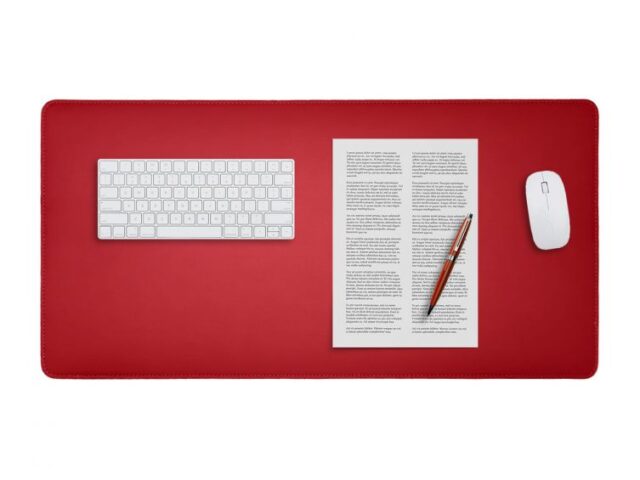 LAVOISIER Maroquinier - Grand sous-main en cuir rouge coquelicot – 80×40 cm