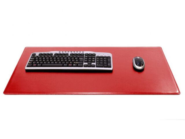 Lavoisier Maroquinier - Grand sous-main en cuir rouge coquelicot "Premium" - 80x40 cm