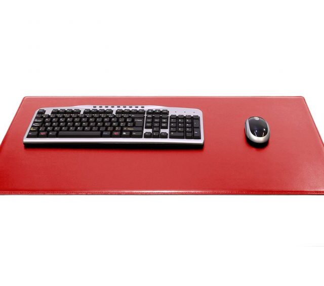 Lavoisier Maroquinier - Grand sous-main en cuir rouge coquelicot "Premium" - 80x40 cm