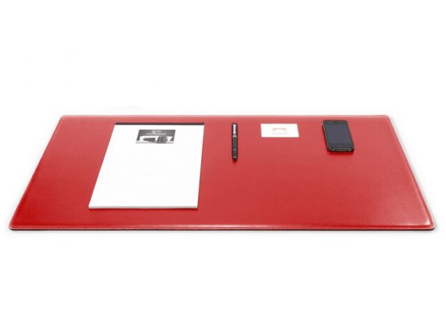 Lavoisier Maroquinier - Grand sous-main en cuir rouge coquelicot "Premium" - 80x40 cm