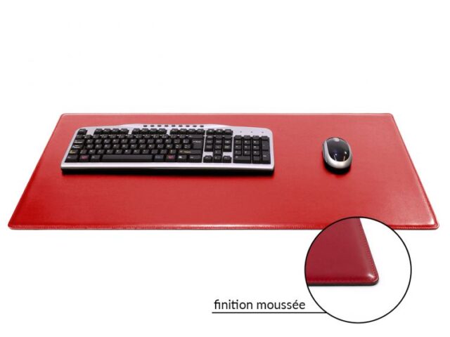 Lavoisier Maroquinier - Grand sous-main en cuir rouge coquelicot "Premium" - 80x40 cm