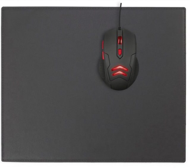 Lavoisier Maroquinier - Grand tapis de souris en cuir gris fer - XL - 38x32 cm