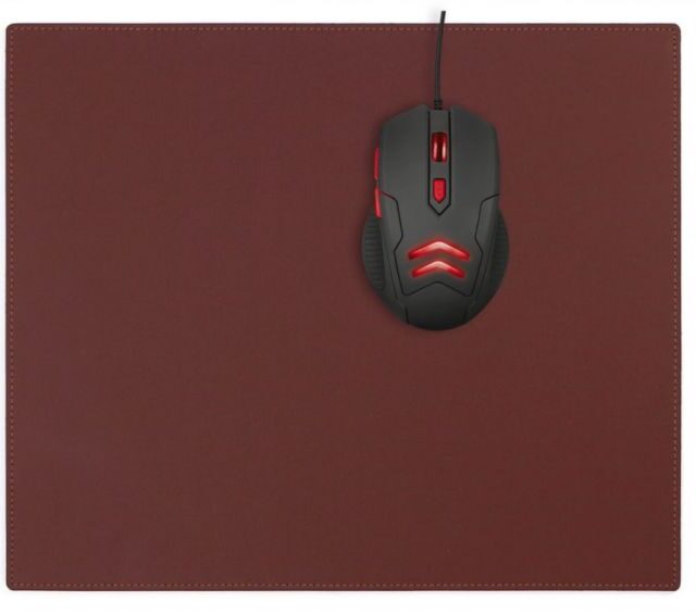 Lavoisier Maroquinier - Grand tapis de souris en cuir marron - XL - 38x32 cm