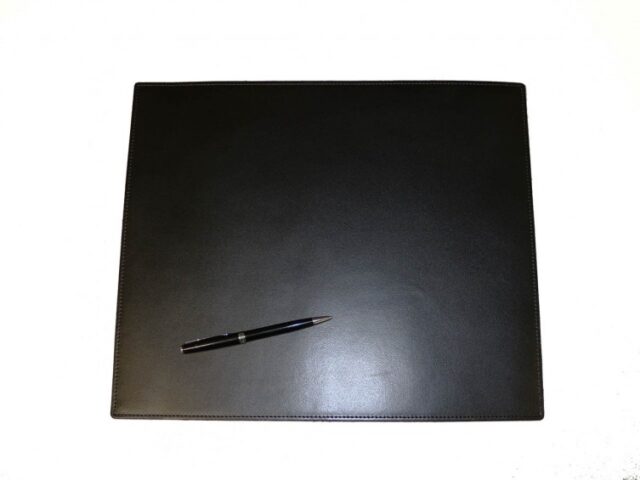 Lavoisier Maroquinier - Grand tapis de souris en cuir noir - XL - 38x32 cm