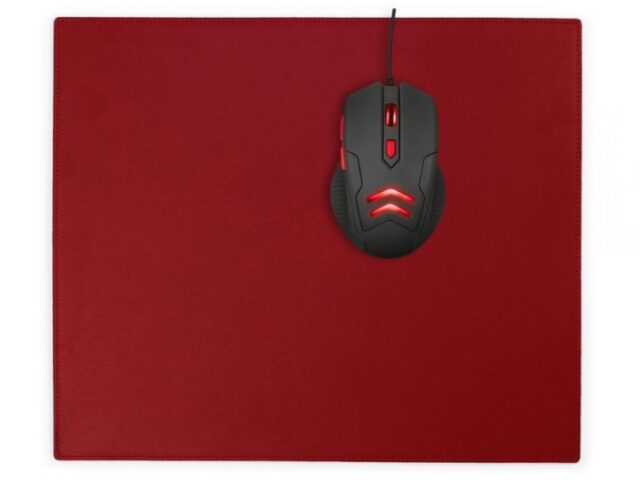 Lavoisier Maroquinier - Grand tapis de souris en cuir rouge coquelicot - XL - 38x32 cm