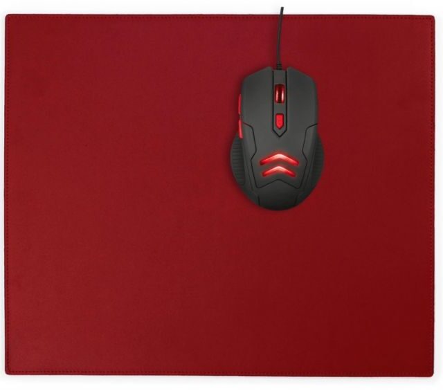 Lavoisier Maroquinier - Grand tapis de souris en cuir rouge coquelicot - XL - 38x32 cm