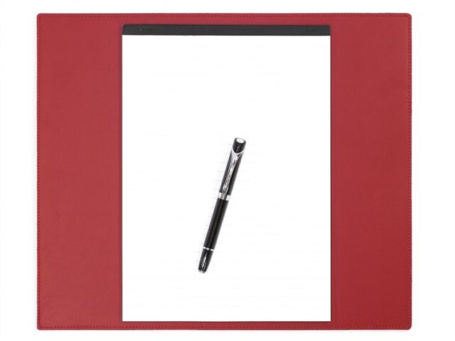 Lavoisier Maroquinier - Grand tapis de souris en cuir rouge coquelicot - XL - 38x32 cm