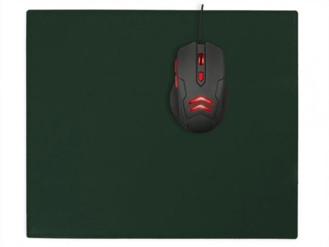 Lavoisier Maroquinier - Grand tapis de souris en cuir vert anglais - XL - 38x32 cm