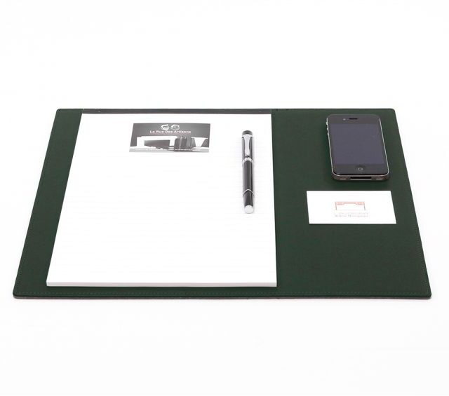 Lavoisier Maroquinier - Grand tapis de souris en cuir vert anglais - XL - 38x32 cm