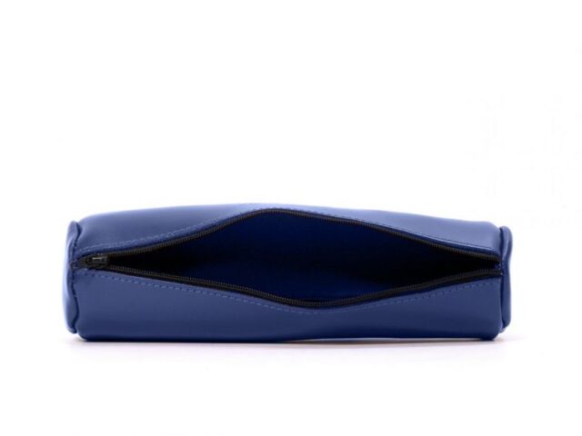 Lavoisier Maroquinier - Grande trousse ronde en cuir bleu cobalt