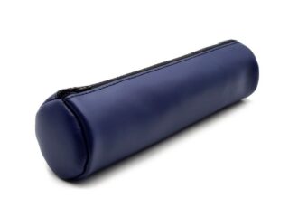 LAVOISIER Maroquinier - Grande trousse ronde en cuir bleu cobalt