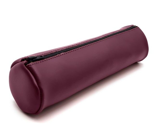 Lavoisier Maroquinier - Grande trousse ronde en cuir bordeaux