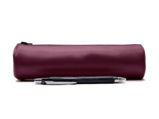 LAVOISIER Maroquinier - Grande trousse ronde en cuir bordeaux