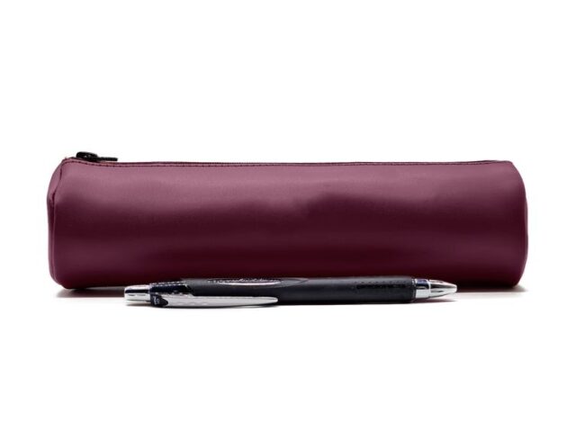 LAVOISIER Maroquinier - Grande trousse ronde en cuir bordeaux