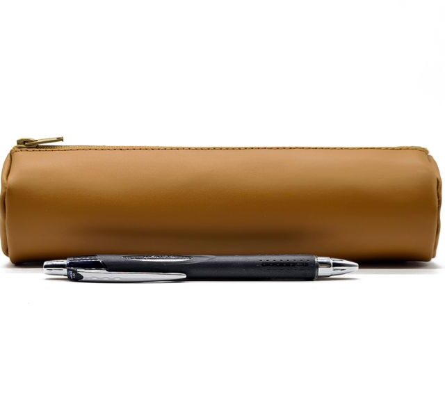 Lavoisier Maroquinier - Grande trousse ronde en cuir gold