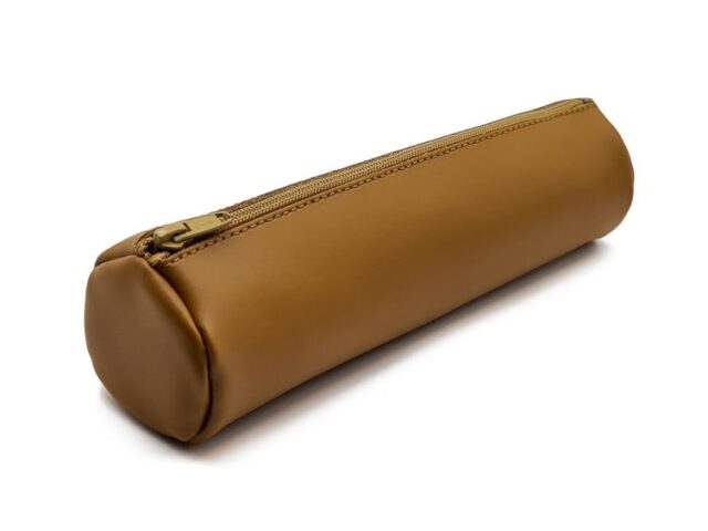 Lavoisier Maroquinier - Grande trousse ronde en cuir gold