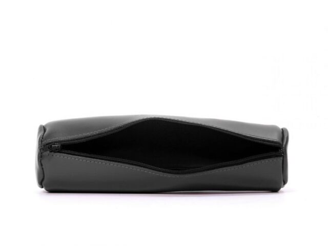 Lavoisier Maroquinier - Grande trousse ronde en cuir gris fer