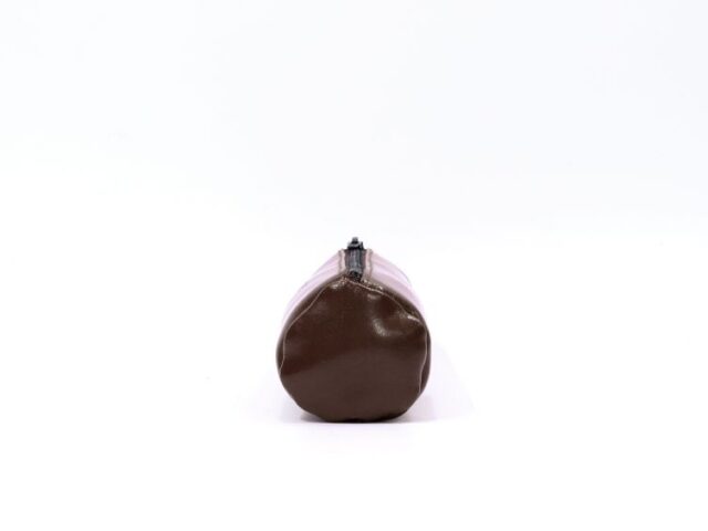 Lavoisier Maroquinier - Grande trousse ronde en cuir marron