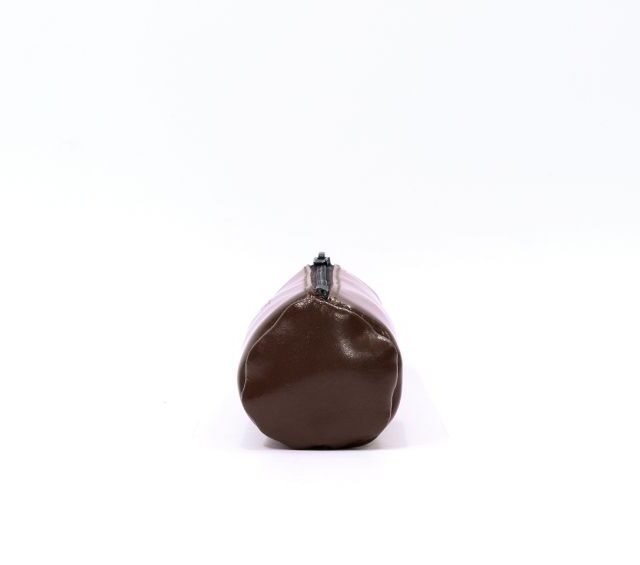 Lavoisier Maroquinier - Grande trousse ronde en cuir marron