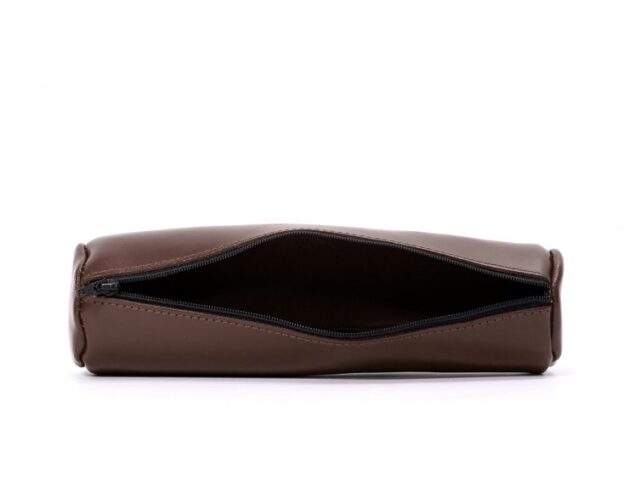 Lavoisier Maroquinier - Grande trousse ronde en cuir marron