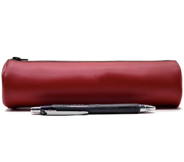 Lavoisier Maroquinier - Grande trousse ronde en cuir rouge coquelicot