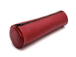 Grande trousse ronde en cuir rouge coquelicot par la marque LAVOISIER Maroquinier LAVOISIER Maroquinier - Grande trousse ronde en cuir rouge coquelicot