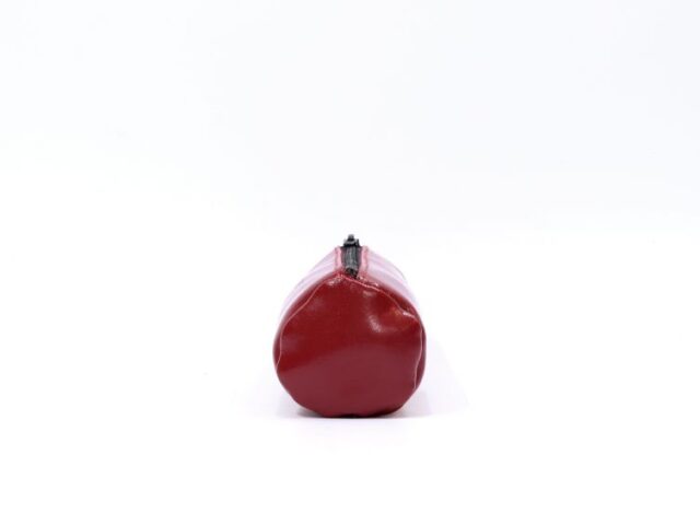 Lavoisier Maroquinier - Grande trousse ronde en cuir rouge coquelicot