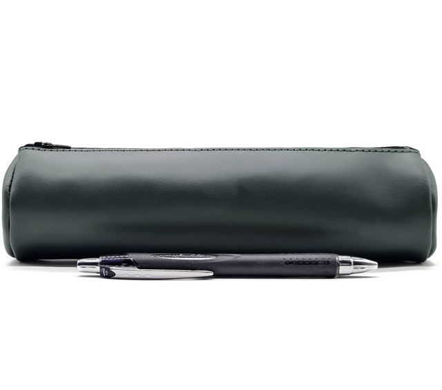 Lavoisier Maroquinier - Grande trousse ronde en cuir vert anglais