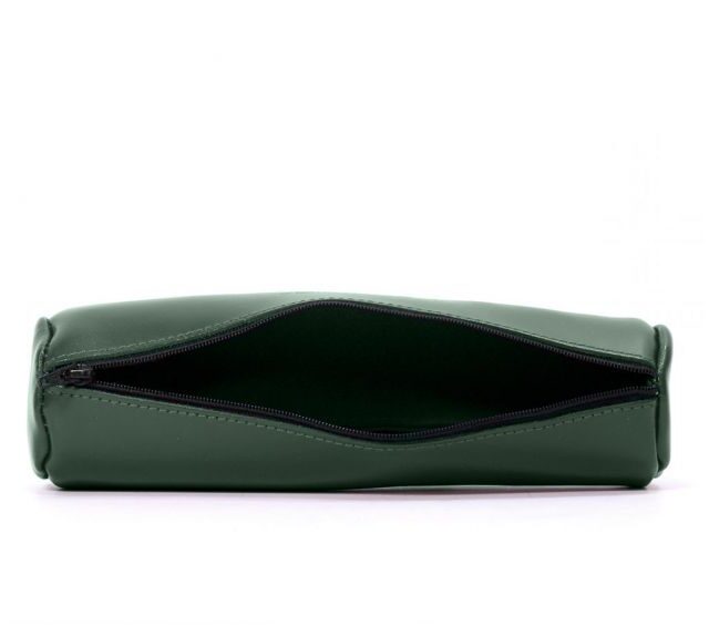 Lavoisier Maroquinier - Grande trousse ronde en cuir vert anglais