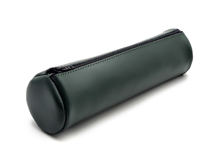 grande trousse ronde en cuir vert anglais Lavoisier Maroquinier - Grande trousse ronde en cuir vert anglais