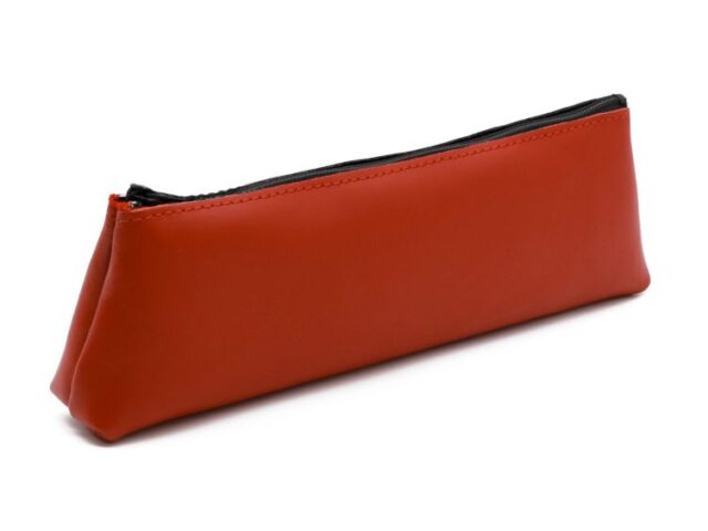Lavoisier Maroquinier - Grande trousse triangle en cuir rouge coquelicot