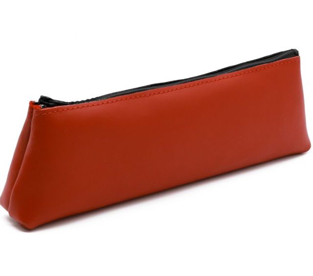 Lavoisier Maroquinier - Grande trousse triangle en cuir rouge coquelicot