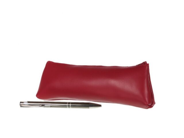 Lavoisier Maroquinier - Grande trousse triangle en cuir rouge coquelicot