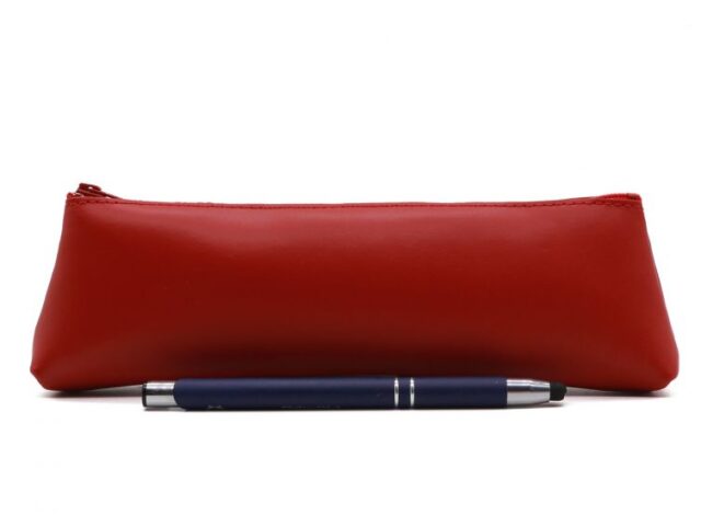 Lavoisier Maroquinier - Grande trousse triangle en cuir rouge coquelicot