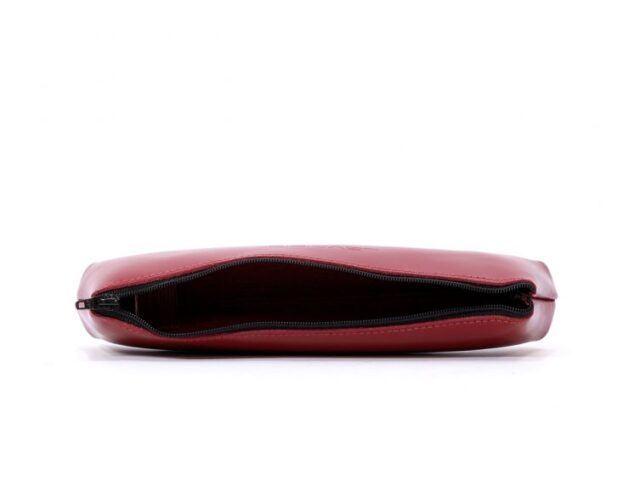 Lavoisier Maroquinier - Grande trousse triangle en cuir rouge coquelicot