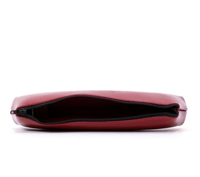 Lavoisier Maroquinier - Grande trousse triangle en cuir rouge coquelicot