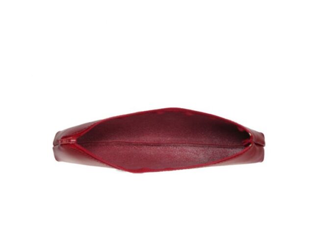 Lavoisier Maroquinier - Grande trousse triangle en cuir rouge coquelicot